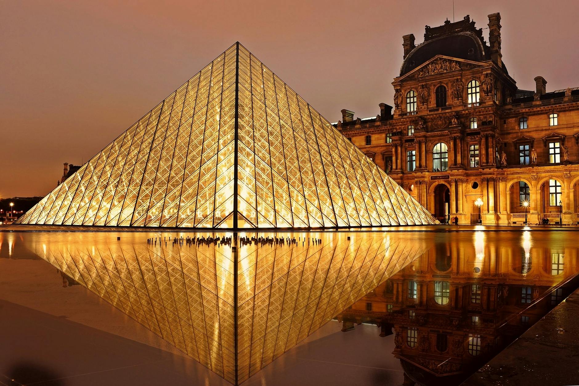Clear glass museum during golden hour