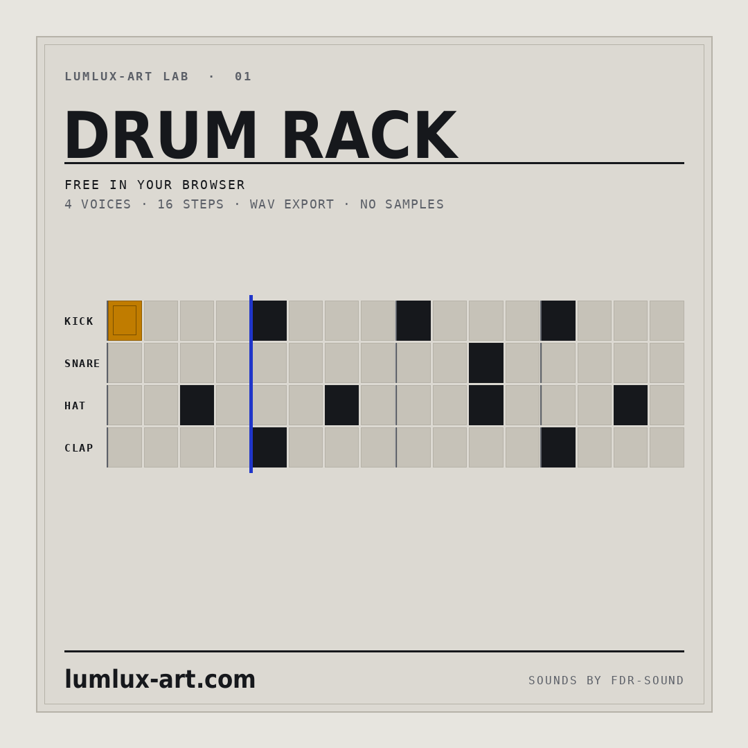 I built a free browser drum machine — no signup, runs entirely in your browser logo